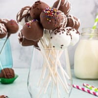 chocolate cake pops in cup