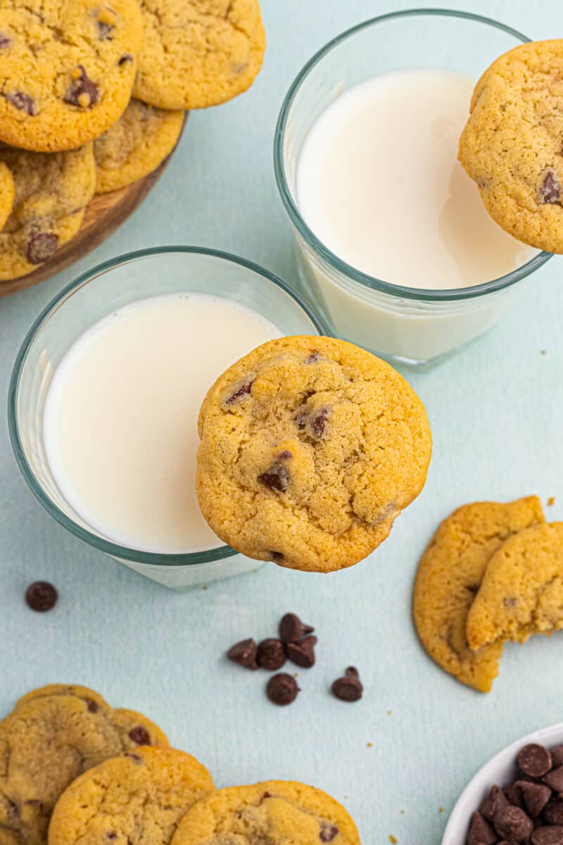 chocolate chip cookies and milk