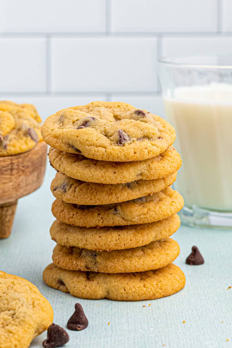 stacked chocolate chip cookies