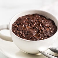 chocolate mug cake with chocolate chips