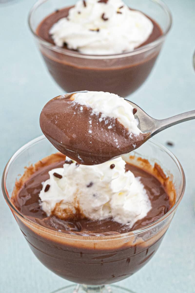 spoonful of chocolate pudding