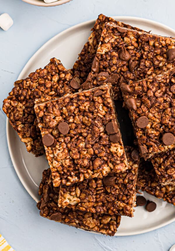 chocolate rice krispies on plate