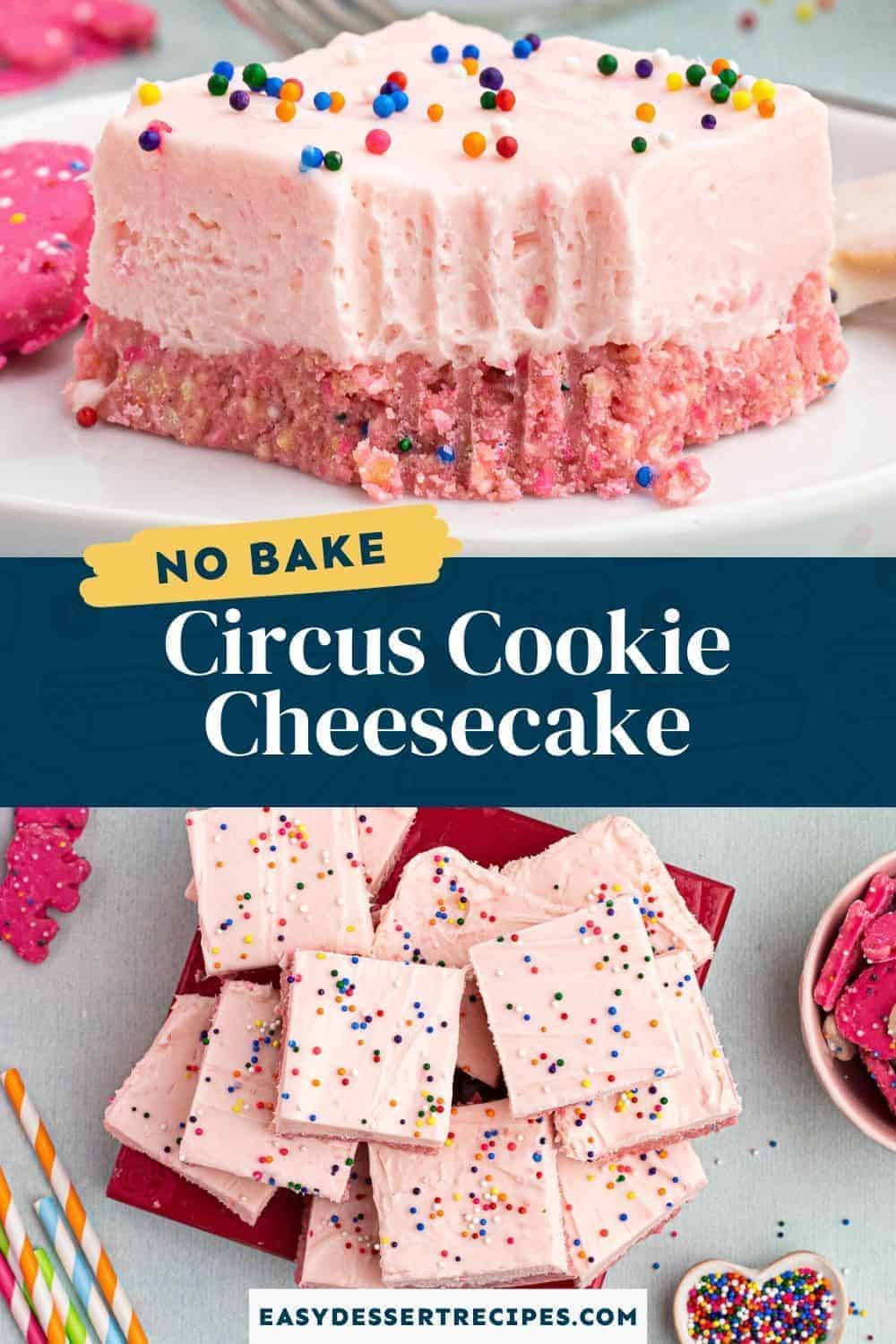 no bake circus cookie cheesecake pinterest collage