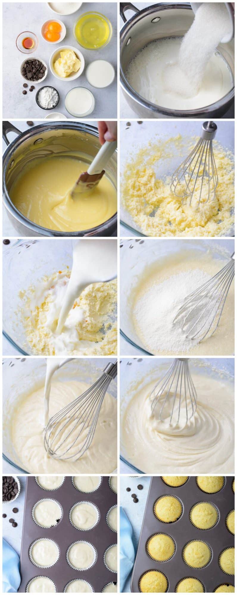 step by step photos for how to make boston cream pie cupcakes