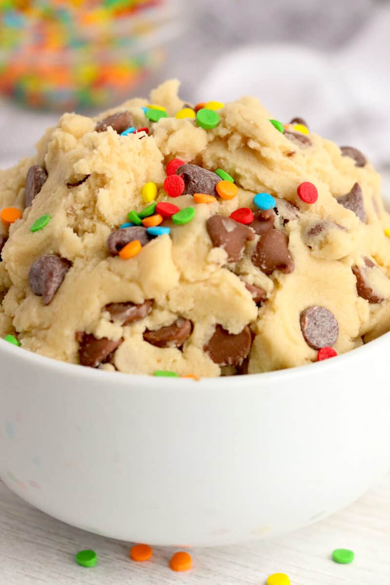 edible cookie dough dip in white bowl