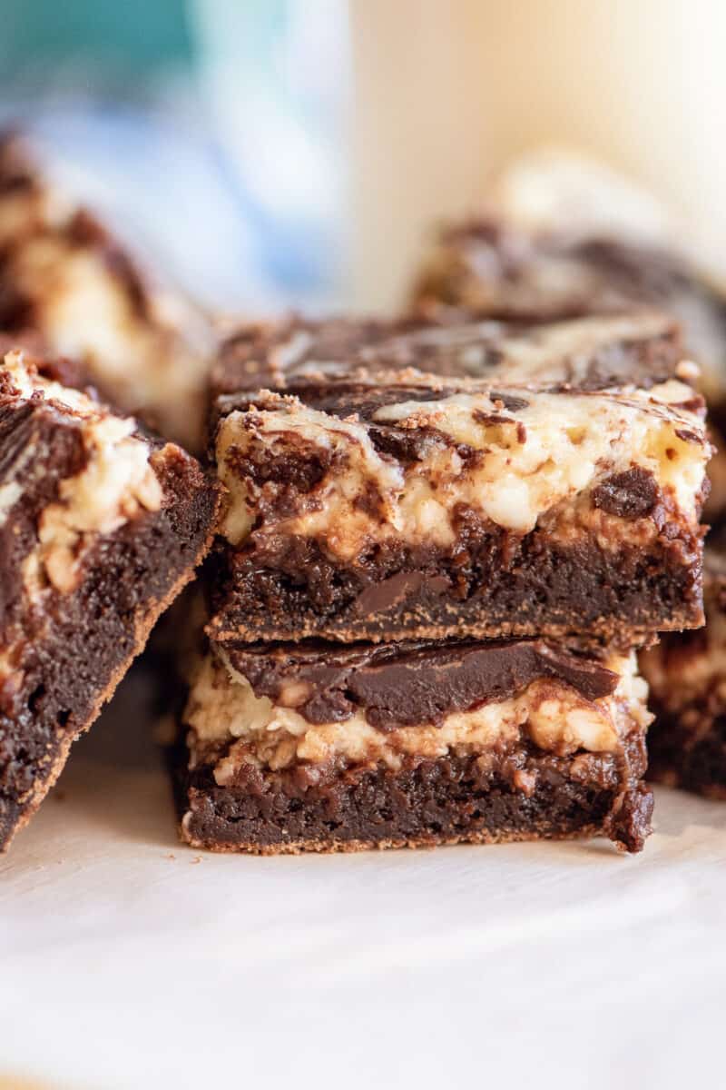 stacked cheesecake brownies