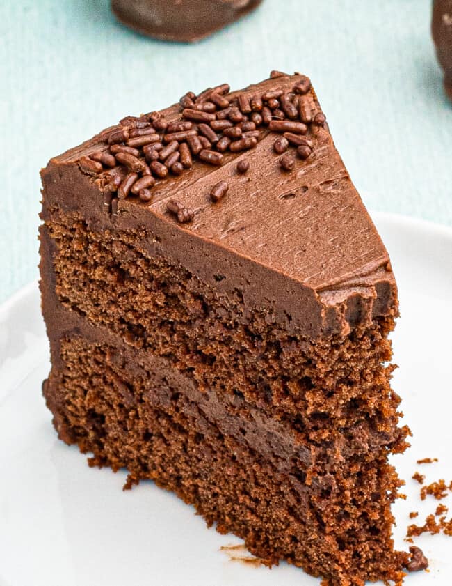 devil's food cake with bite out