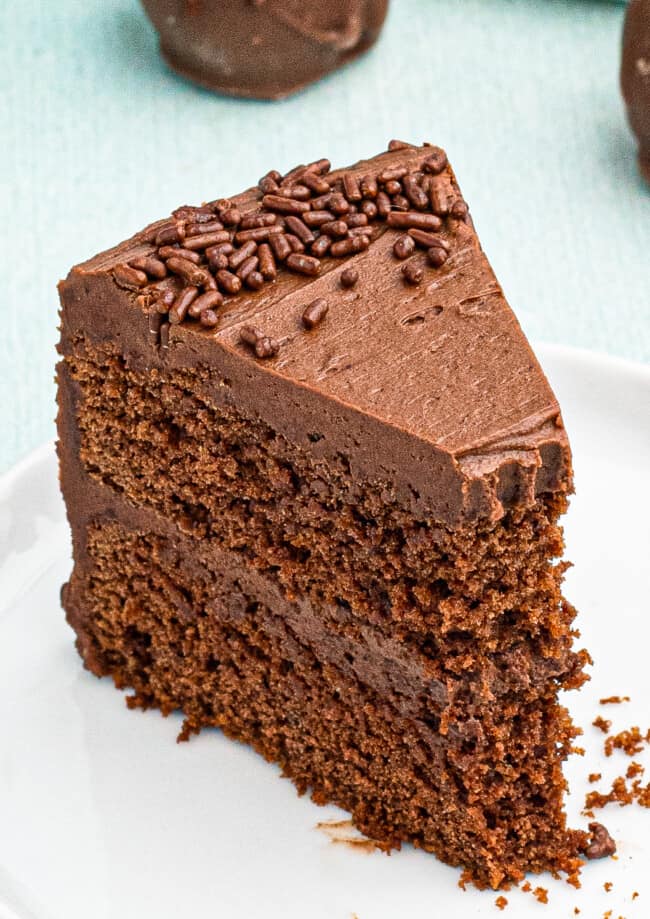 devil's food cake with bite out