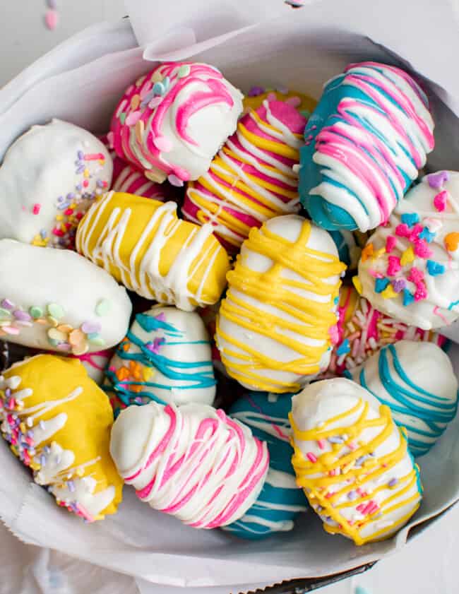 easter cookie dough truffles in bowl