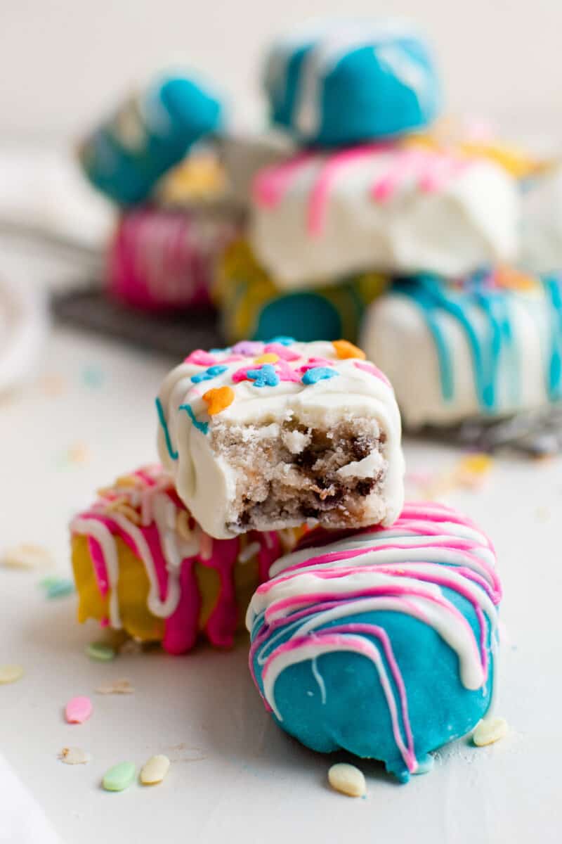 chocolate covered easter cookie dough truffles