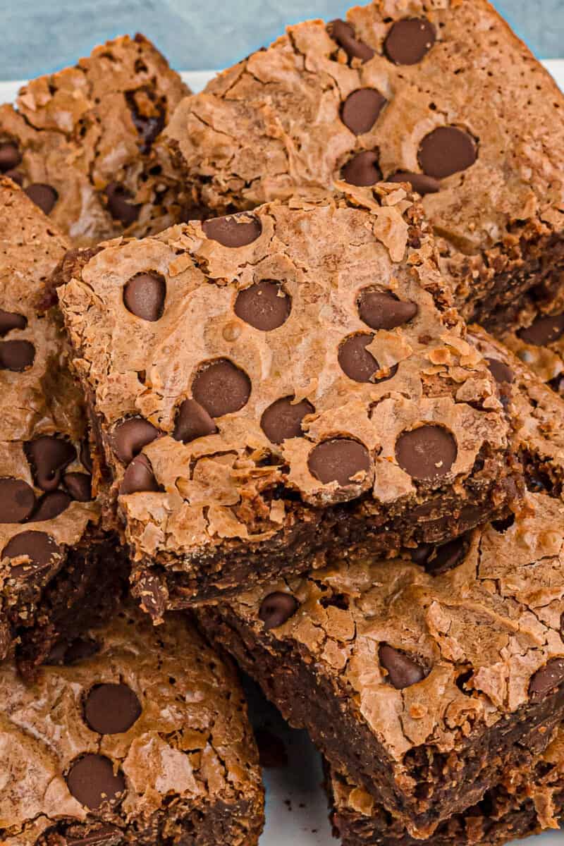 up close espresso brownies with chocolate chips