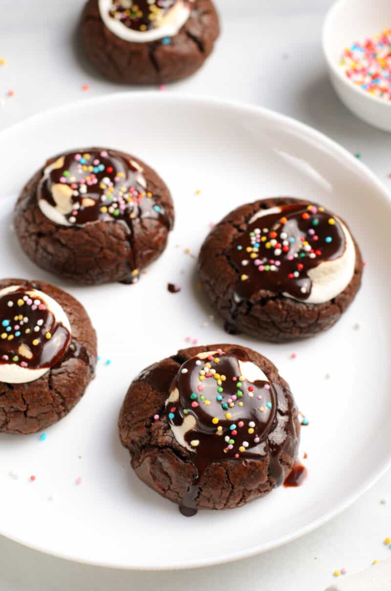 hot chocolate cookies on white plate