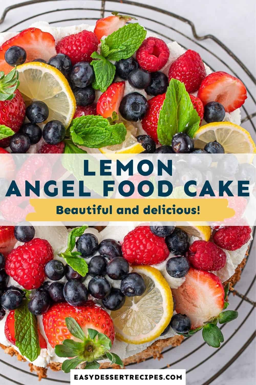 lemon angel food cake pinterest collage