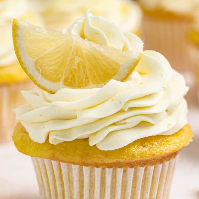 up close image of lemon cupcakes