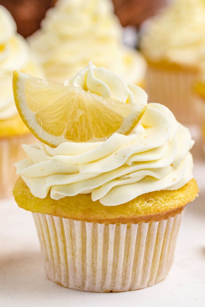 up close image of lemon cupcakes