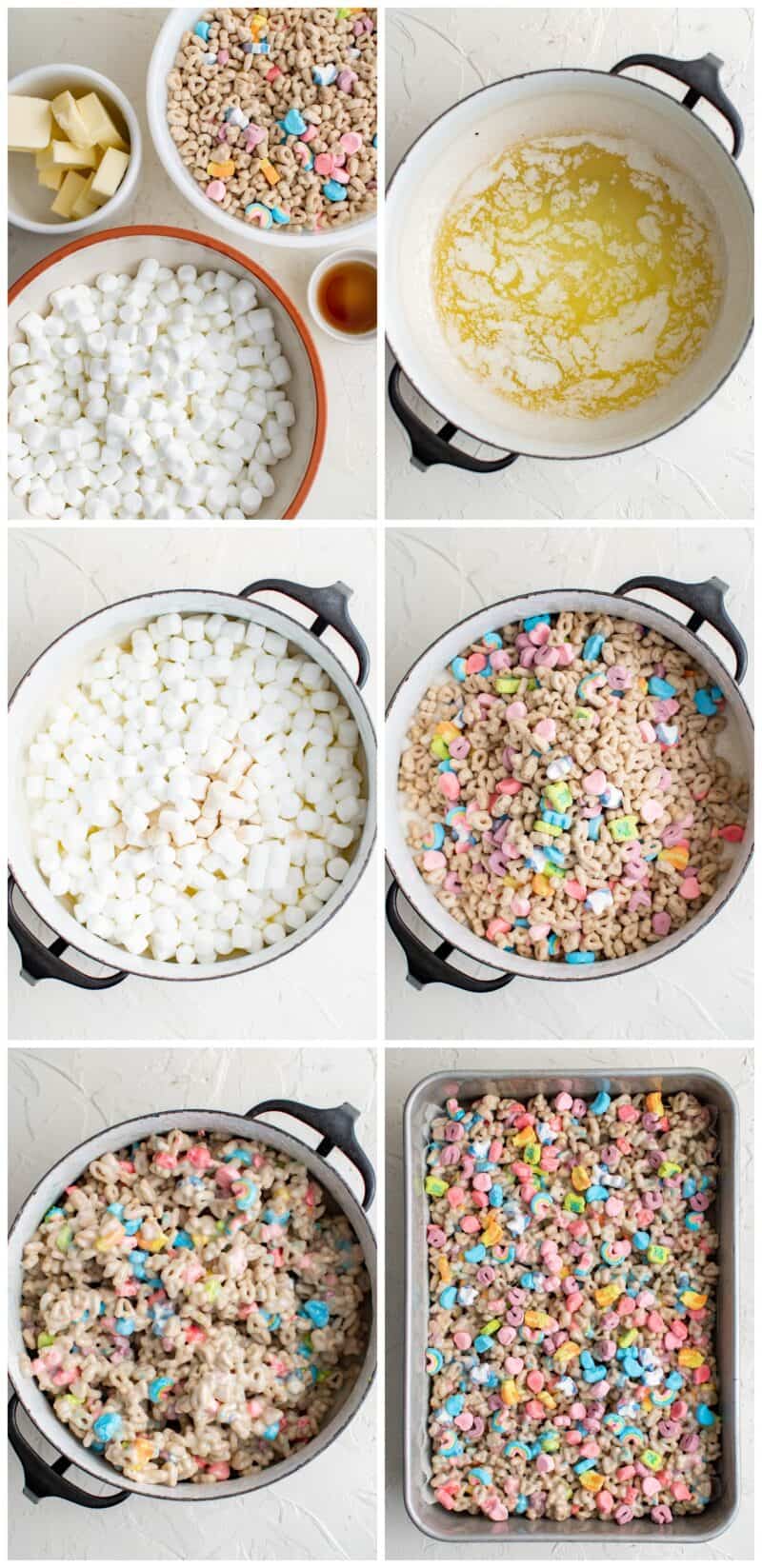 step by step photos of how to make lucky charms treats