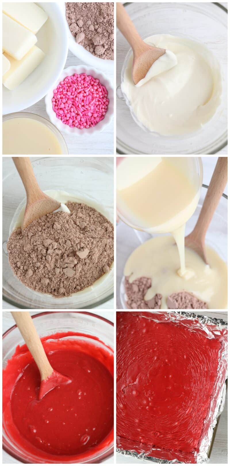 step by step photos for how to make red velvet fudge