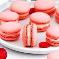 pink Valentine's Macarons on plate