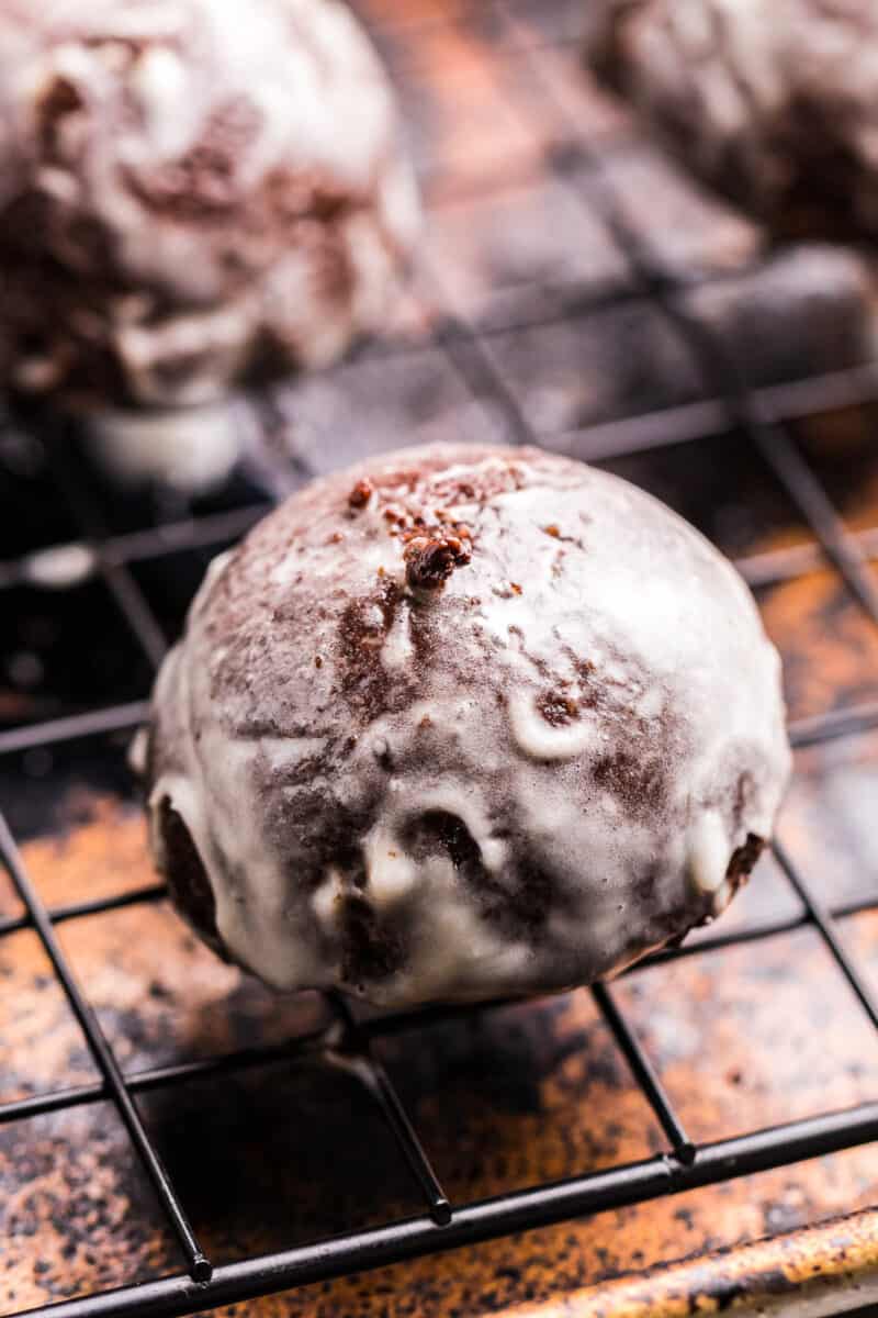 glazed chocolate donut holes made in an air fryer