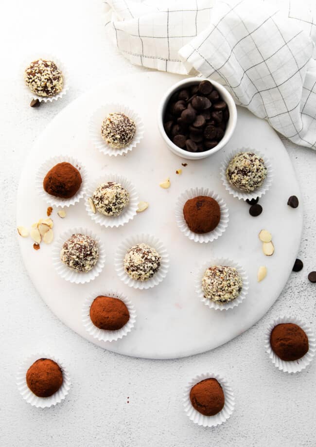 serving tray with amaretto truffles