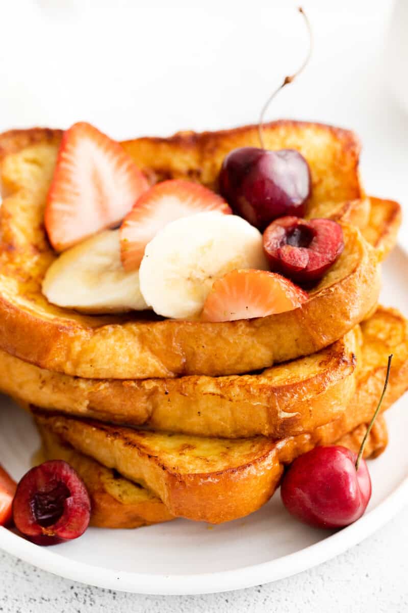 up close brioche french toast with fresh fruit