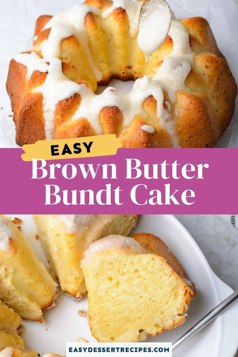 brown butter bundt cake pinterest collage