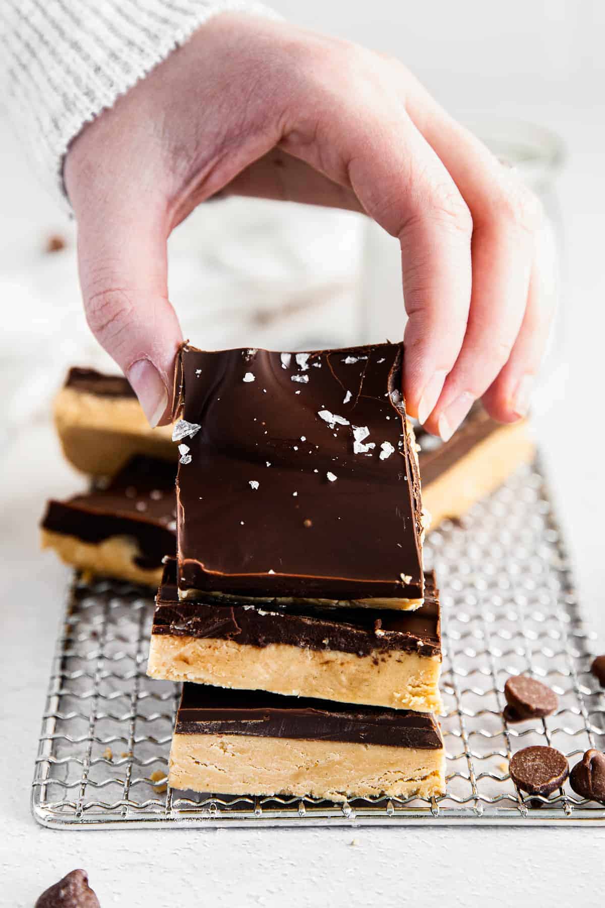 stacked buckeye bars lifting one up