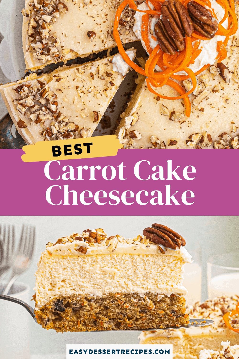 carrot cake cheesecake pinterest collage