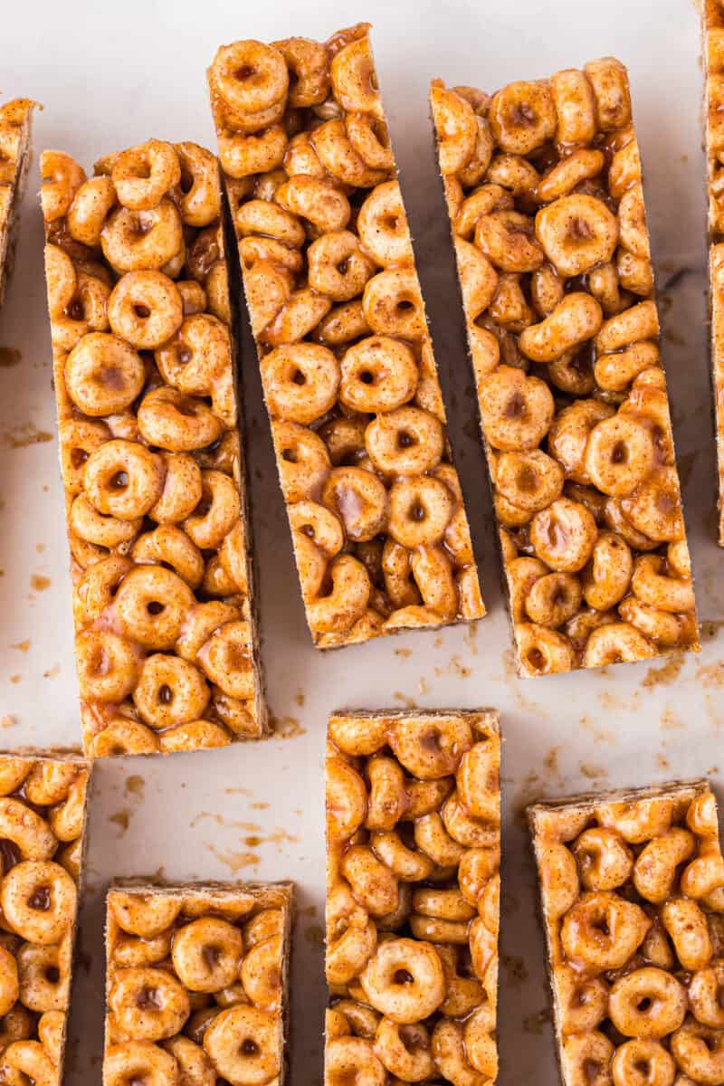 laid out cereal bars up close