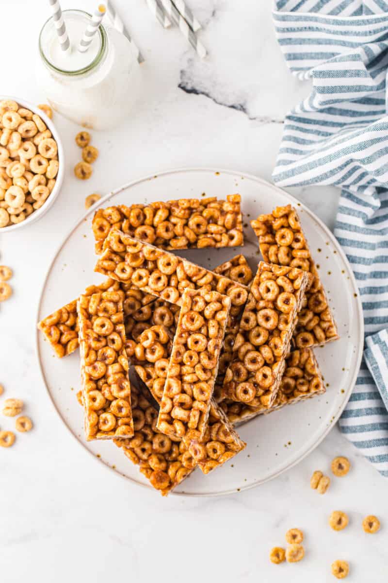 cheerios cereal bars on white plate