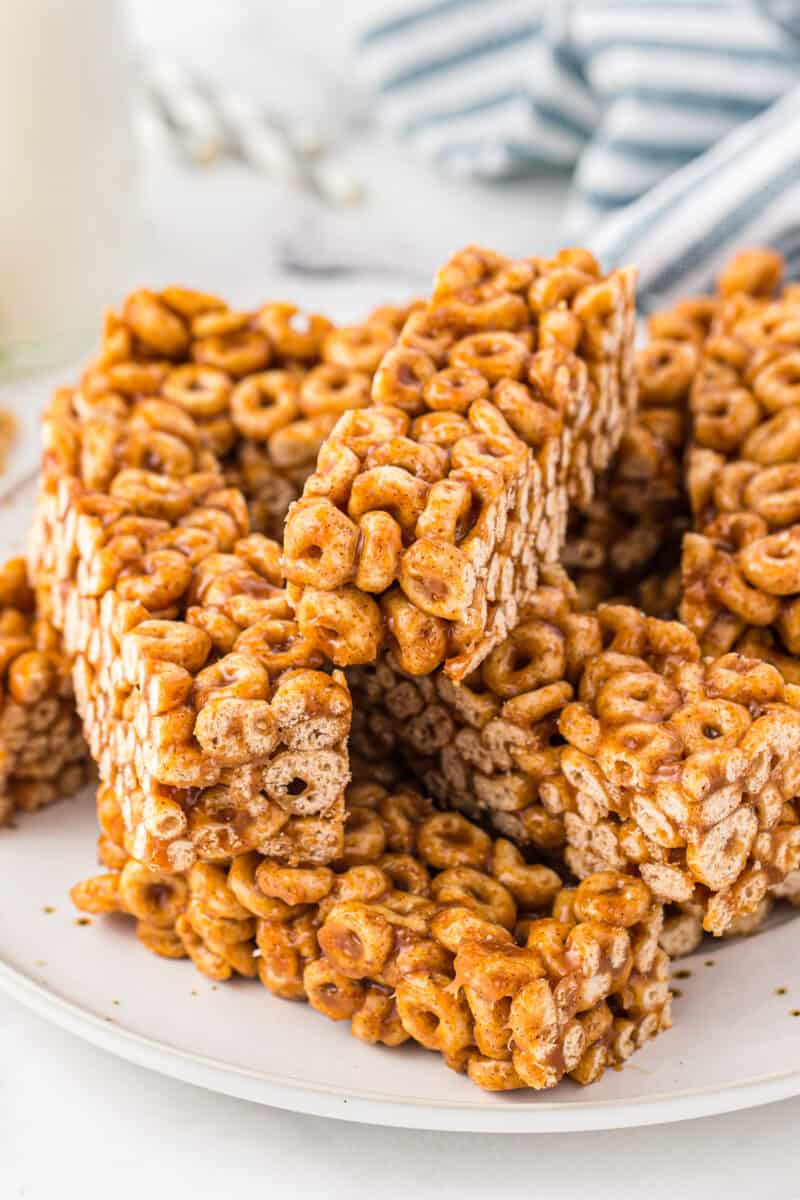 stacked easy cereal bars made with cheerios