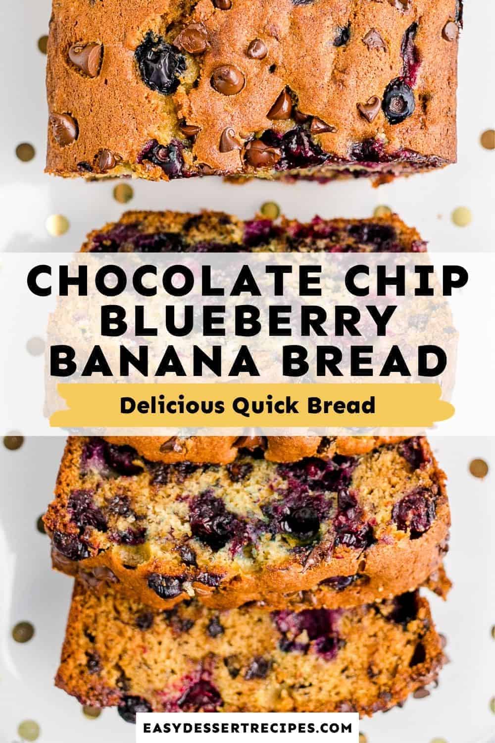 chocolate chip blueberry banana bread pinterest collage