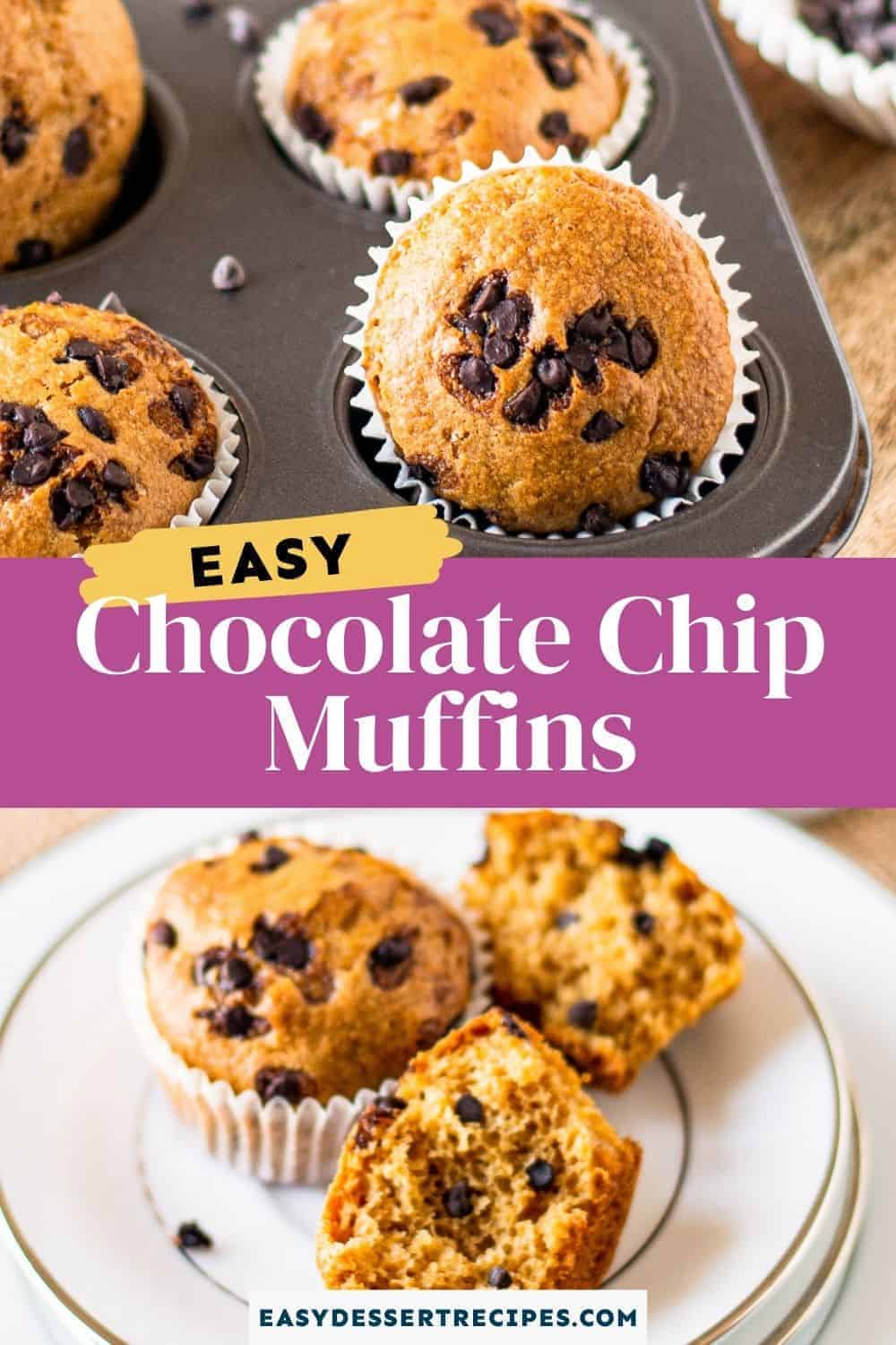 chocolate chip muffins pinterest collage