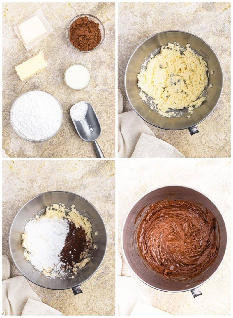 step by step photos for how to make chocolate cream cheese frosting