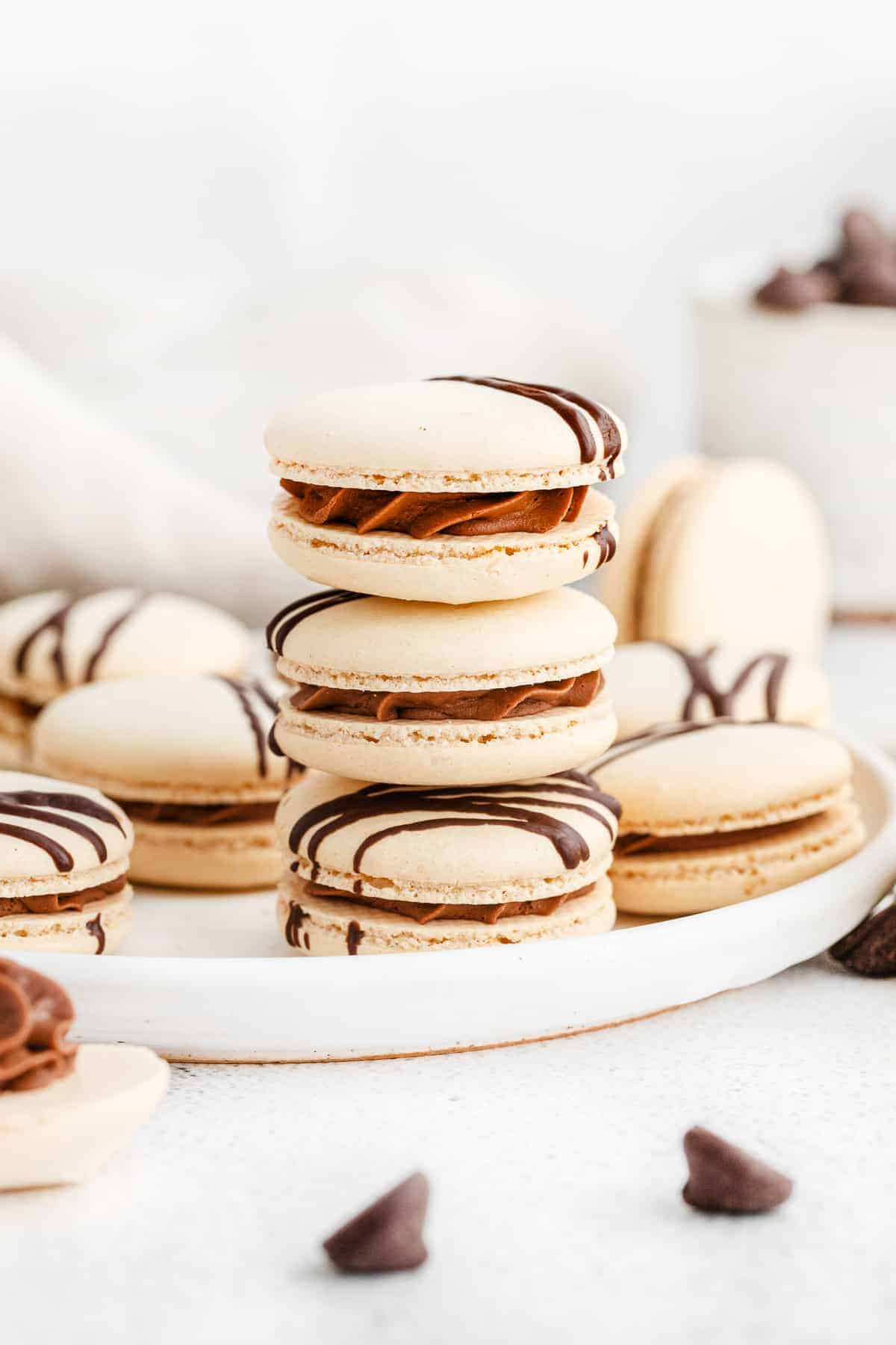 Candy Cane Chocolate Mousse Macaroon Cups