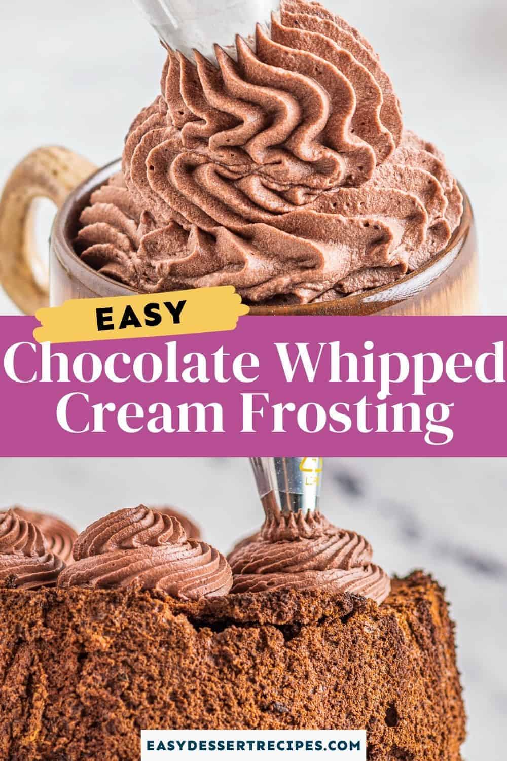 chocolate whipped cream frosting pinterest collage