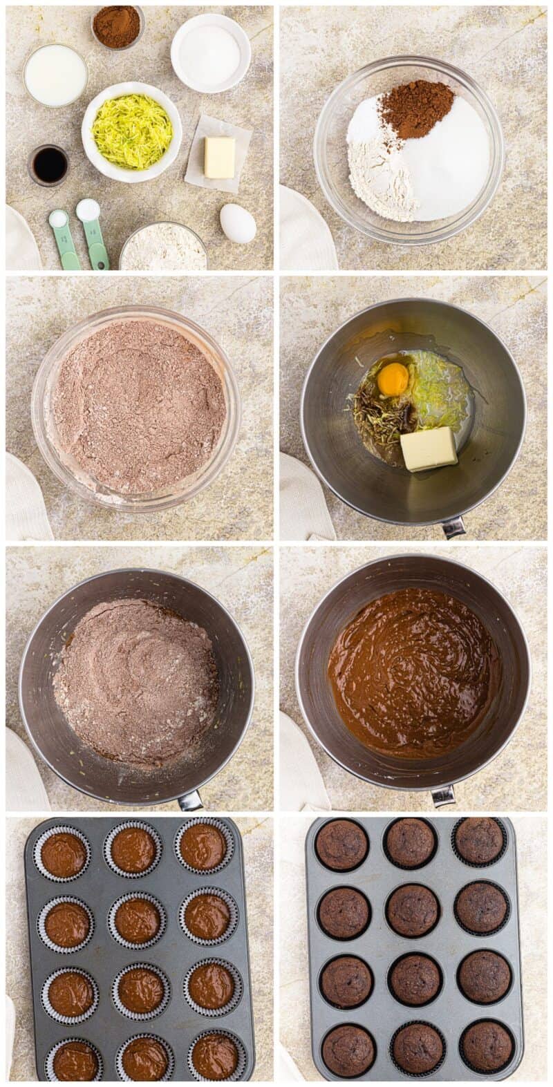 step by step photos for how to make chocolate zucchini cupcakes