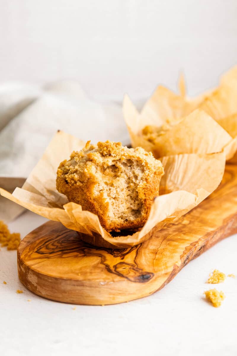 bite out of coffee cake muffin