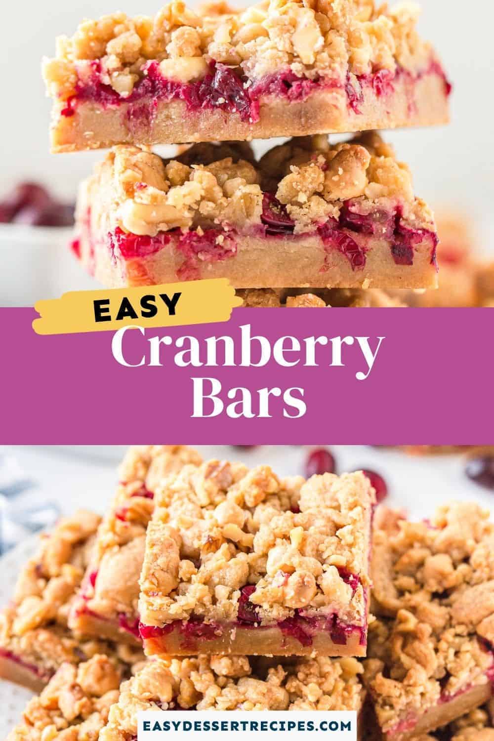 cranberry bars pinterest collage