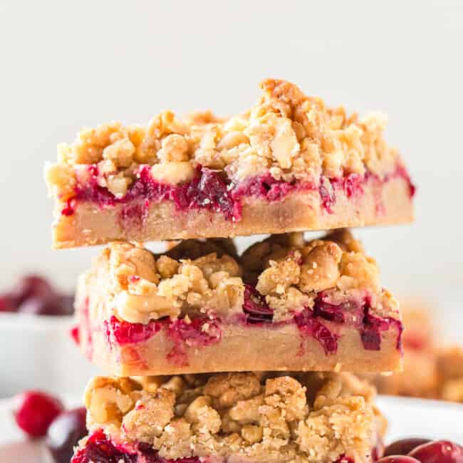 3 stacked cranberry bars