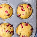 cranberry pecans in tin muffin dish
