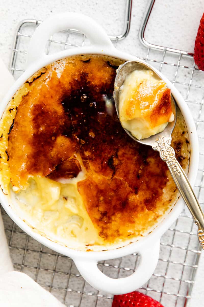 up close easy creme brulee with spoon