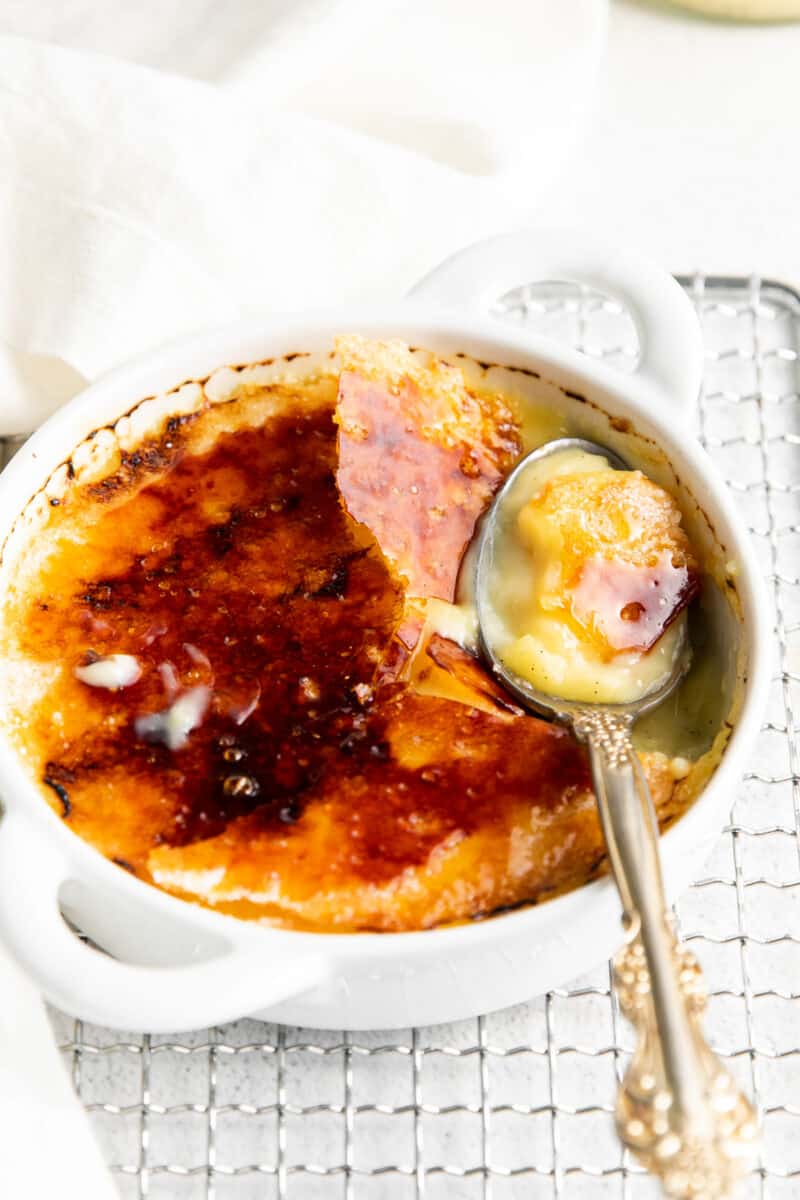 side easy creme brulee with spoon
