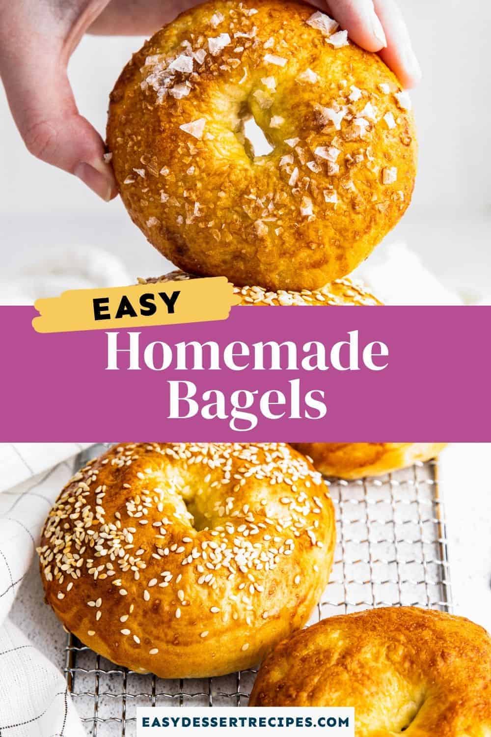 homemade bagels pinterest collage