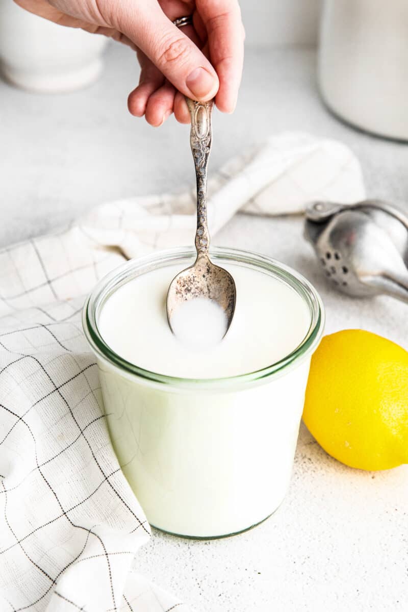 jar of homemade buttermilk