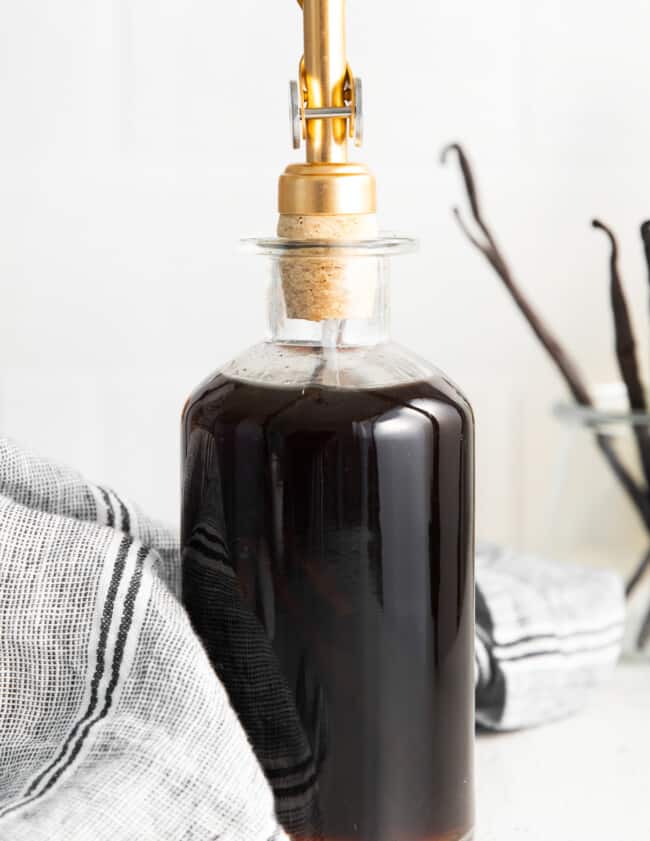 homemade vanilla extract in glass container