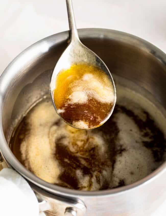 up close brown butter in saucepan