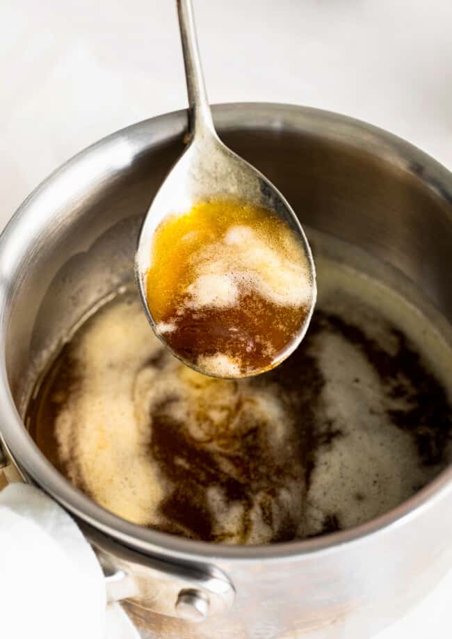 up close brown butter in saucepan