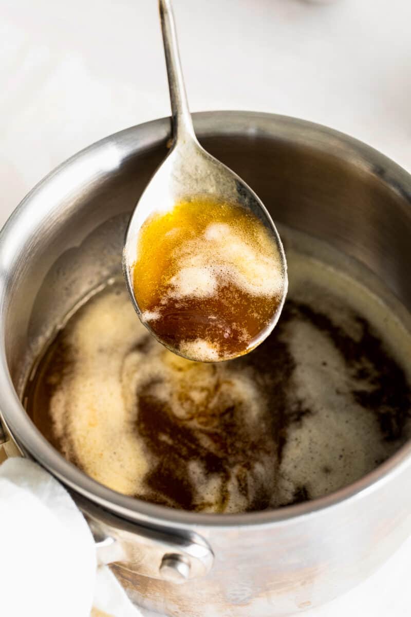 up close brown butter in saucepan