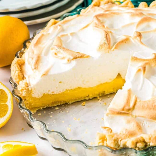 sliced lemon meringue pie